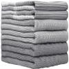 Premium Kitchen Towels (20x 28, 6 Pack) | Large Cotton Dish Towels | Flat & Terry Highly Absorbent Kitchen Linen Set with Hanging Loop | Gray view 2