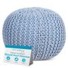 BIRDROCK HOME Round Pouf Ottoman | Cotton Braided Foot Stool with Bean Bag Filling | Boho Foot Rest for Living Room & Bedroom | Compact & Comfortable Seating, Lightweight & Soft | Soft Blue view 1