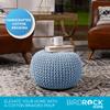 BIRDROCK HOME Round Pouf Ottoman | Cotton Braided Foot Stool with Bean Bag Filling | Boho Foot Rest for Living Room & Bedroom | Compact & Comfortable Seating, Lightweight & Soft | Soft Blue view 4