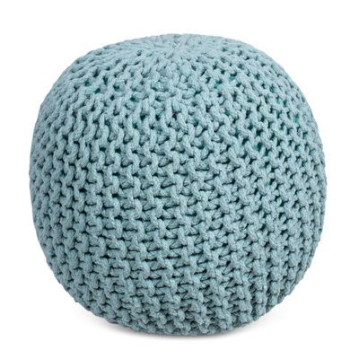 BIRDROCK HOME Round Pouf Ottoman | Cotton Braided Round Foot Stool | Bedroom and Living Room Poof | Sage Green Boho Ottoman | Pouf Foot Rest