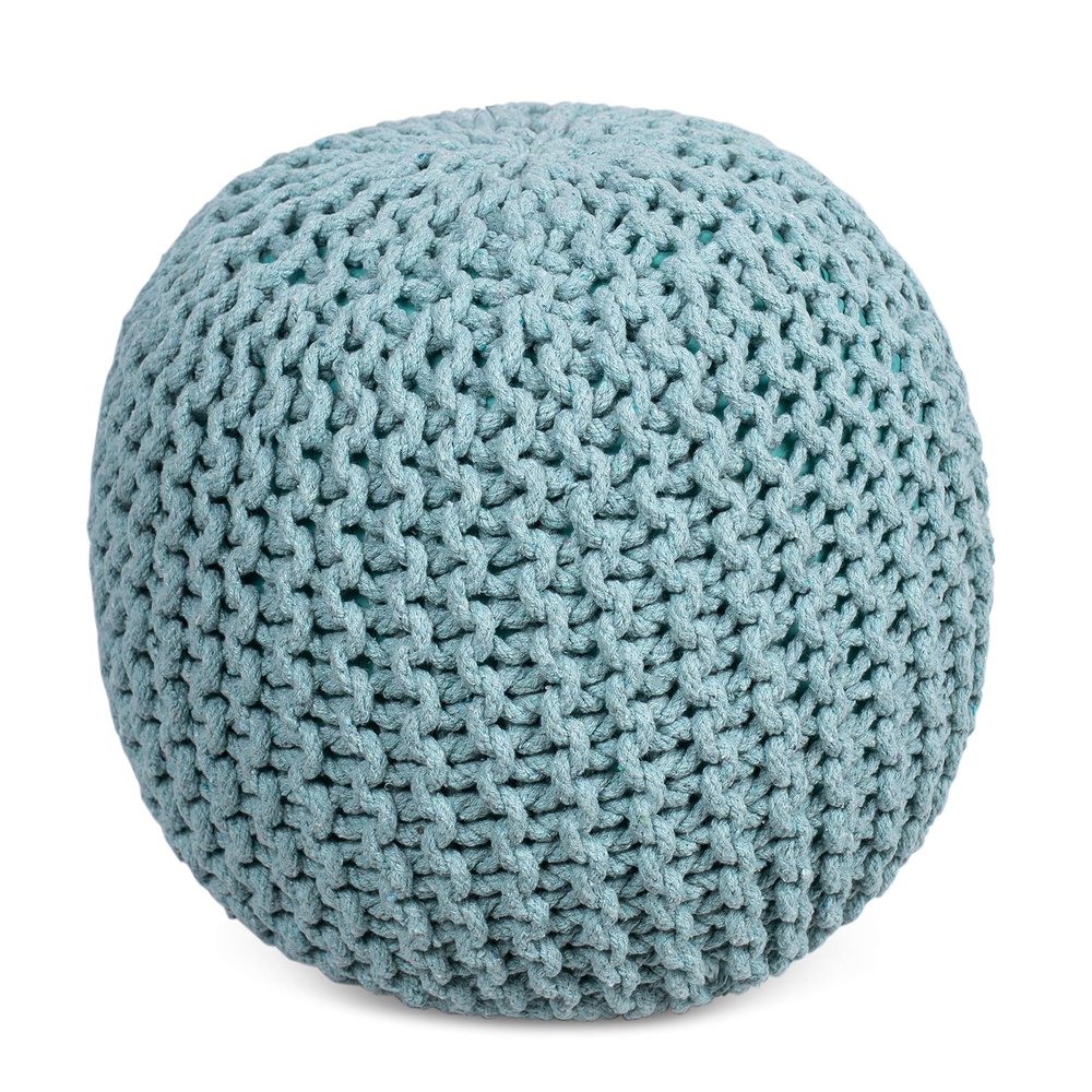 BIRDROCK HOME Round Pouf Ottoman | Cotton Braided Round Foot Stool | Bedroom and Living Room Poof | Sage Green Boho Ottoman | Pouf Foot Rest