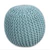 BIRDROCK HOME Round Pouf Ottoman | Cotton Braided Round Foot Stool | Bedroom and Living Room Poof | Sage Green Boho Ottoman | Pouf Foot Rest view 1