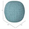 BIRDROCK HOME Round Pouf Ottoman | Cotton Braided Round Foot Stool | Bedroom and Living Room Poof | Sage Green Boho Ottoman | Pouf Foot Rest view 2