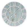 23.5-inch Round Blue Quartz Coastal Wall Clock Beach Nautical Metal Plastic Wood Antique Roman Numeral Display view 1