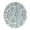 23.5-inch Round Blue Quartz Coastal Wall Clock Beach Nautical Metal Plastic Wood Antique Roman Numeral Display view 2