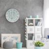 23.5-inch Round Blue Quartz Coastal Wall Clock Beach Nautical Metal Plastic Wood Antique Roman Numeral Display view 3