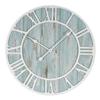 23.5-inch Round Blue Quartz Coastal Wall Clock Beach Nautical Metal Plastic Wood Antique Roman Numeral Display view 4