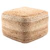 Modern Beige Cube Shape Jute Pouf Brown Solid Color Mid-Century Contemporary One Pillow view 1