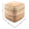 Modern Beige Cube Shape Jute Pouf Brown Solid Color Mid-Century Contemporary One Pillow view 3