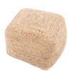 Modern Beige Cube Shape Jute Pouf Brown Solid Color Mid-Century Contemporary One Pillow view 4