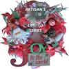2019 ARTISAN'S LIMITED SERIES RED JOY TO THE WORLD Size-18" x 6" Round, Red, Green, Brown, White, Deco Mesh, Wired Ribbon, Mesh Tubing, Door Wreath, Mantel Wreath, Christmas Wreath view 2