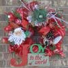 2019 ARTISAN'S LIMITED SERIES RED JOY TO THE WORLD Size-18" x 6" Round, Red, Green, Brown, White, Deco Mesh, Wired Ribbon, Mesh Tubing, Door Wreath, Mantel Wreath, Christmas Wreath view 3
