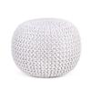 BIRDROCK HOME Round Pouf Ottoman | Cotton Braided Foot Stool with Bean Bag Filling | Boho Foot Rest for Living Room & Bedroom | Compact & Comfortable Seating, Lightweight & Soft | Ivory view 1