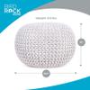 BIRDROCK HOME Round Pouf Ottoman | Cotton Braided Foot Stool with Bean Bag Filling | Boho Foot Rest for Living Room & Bedroom | Compact & Comfortable Seating, Lightweight & Soft | Ivory view 2