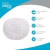 BIRDROCK HOME Round Pouf Ottoman | Cotton Braided Foot Stool with Bean Bag Filling | Boho Foot Rest for Living Room & Bedroom | Compact & Comfortable Seating, Lightweight & Soft | Ivory view 3