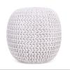 BIRDROCK HOME Round Pouf Ottoman | Cotton Braided Foot Stool with Bean Bag Filling | Boho Foot Rest for Living Room & Bedroom | Compact & Comfortable Seating, Lightweight & Soft | Ivory view 4