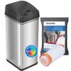 iTouchless 13 Gallon Automatic Trash Can with 20 Trash Bags, Stainless Steel, Big Lid Opening Touchless Sensor Kitchen Garbage Bin (DZT13BG20) view 1