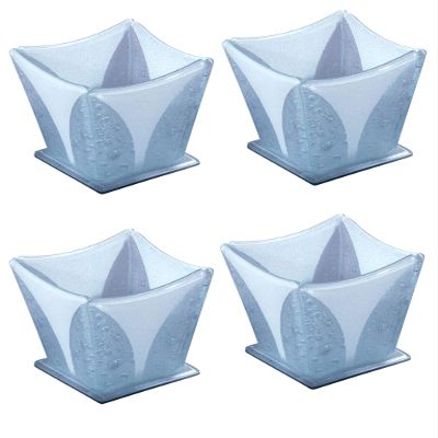 Dale Tiffany Bubble Fused Glass Candle Votive Set, 4-Piece, White