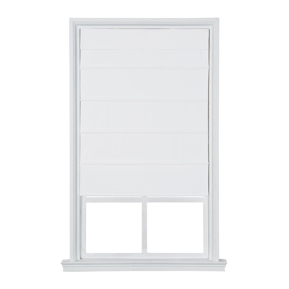Cordless Cotton Sublime Roman Shade (White 23 in. W x 64 in. L)