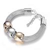 Bansriracha Bracelets & Bangles Classic Silver Color Love Cube Charm Bracelets Mesh Metal Hollow Jewelry for Women (Gold) view 1