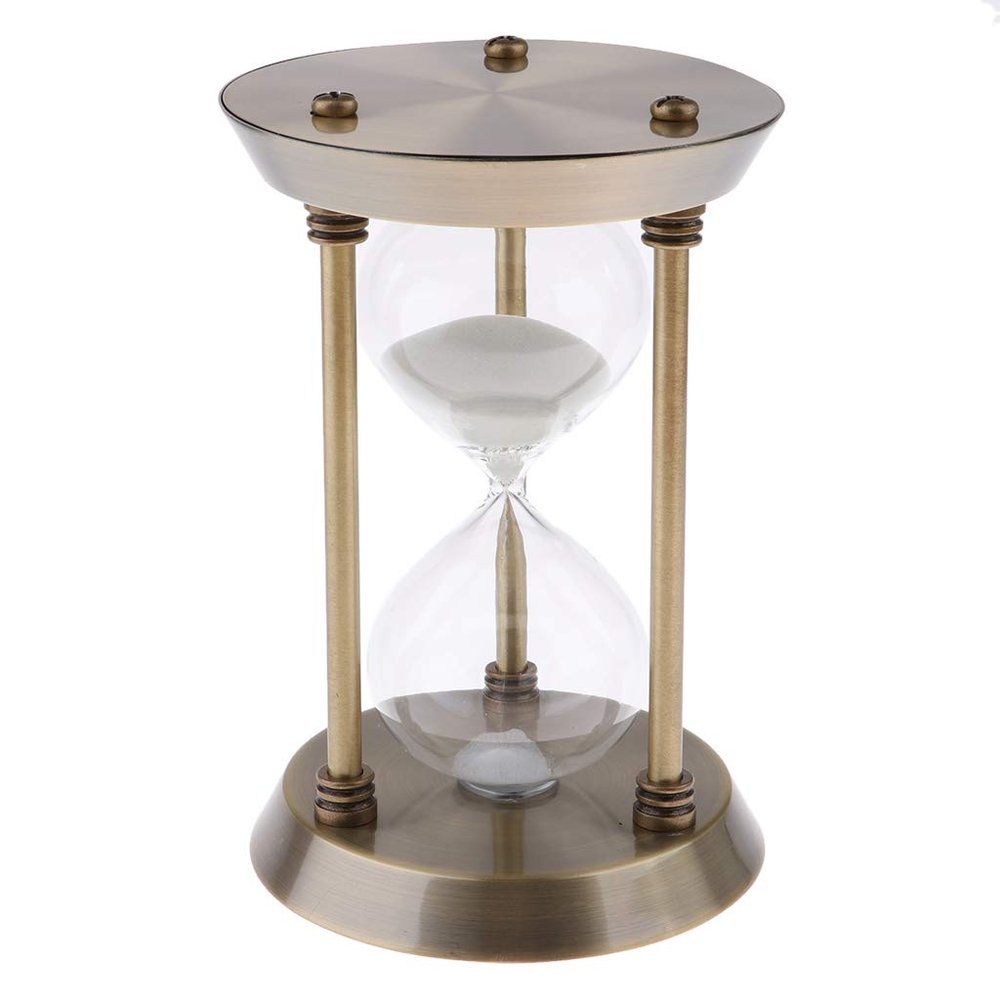 Bronze Hourglass Timer, 30 Minutes Metal Sand Timer Sandglass Birthday Gift Decor Office