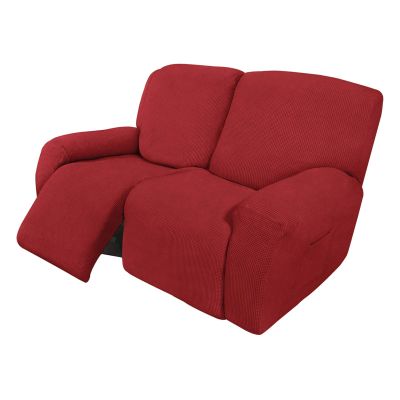 Easy-Going 6 Pieces Recliner Loveseat Stretch Sofa Slipcover Sofa Cover Furniture Protector Couch Soft with Elastic Bottom Kids, Spandex Jacquard Fabric Small Checks Christmas Red