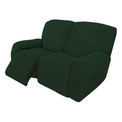 Easy-Going 6 Pieces Recliner Loveseat Stretch Sofa Slipcover Sofa Cover Furniture Protector Couch Soft with Elastic Bottom Kids, Spandex Jacquard Fabric Small Checks Dark Green