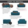 Easy-Going 6 Pieces Recliner Loveseat Stretch Sofa Slipcover Sofa Cover Furniture Protector Couch Soft with Elastic Bottom Kids, Spandex Jacquard Fabric Small Checks Peacock Blue view 4