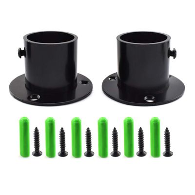 SDTC Tech 1-1/4 Inch Flange Rod Holder Cylinder Type Stainless Steel Shower Pole End Supports Bracket Closet Rod Socket with Fixing Screws for Bathroom Wardrobe Laundry Rooms, Matte Black - 2 Pack