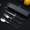 DEVICO Travel Utensils, 18/8 Stainless Steel 4pcs Cutlery Set Portable Camp Reusable Flatware Silverware, Include Fork Spoon Chopsticks with Case (Black) view 3