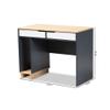 Baxton Studio Reed Mid-Century Modern 2-Drawer Multicolor Wood Computer Desk view 3
