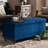 Baxton Studio Kaylee Modern and Contemporary Navy Blue Velvet Fabric Upholstered Button-Tufted Storage Ottoman Bench view 2
