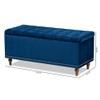 Baxton Studio Kaylee Modern and Contemporary Navy Blue Velvet Fabric Upholstered Button-Tufted Storage Ottoman Bench view 3