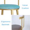 Barstools Metal Bar Stools Modern Counter Height Stool Contemporary Velvet Upholstered Seat with Gold Metal Leg Kitchen Breakfast Chair for Bistro Pub Dining Room view 3
