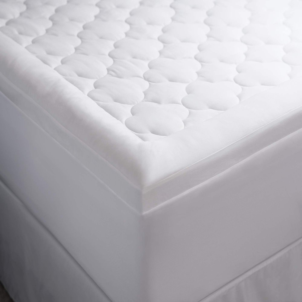 Allied Home Gel Fiber Filled Plush Mattress Topper - Mattress Cover 300TC Cotton Hotel Mattress Topper - Down-Alternative Mattress Pad California King - 72 x 84 x 2
