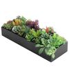 MyGift Artificial Succulent Centerpiece,15.75 Inch Faux Succulents Arrangement Plants in Sleek Black Wooden Rectangular Planter Box view 1