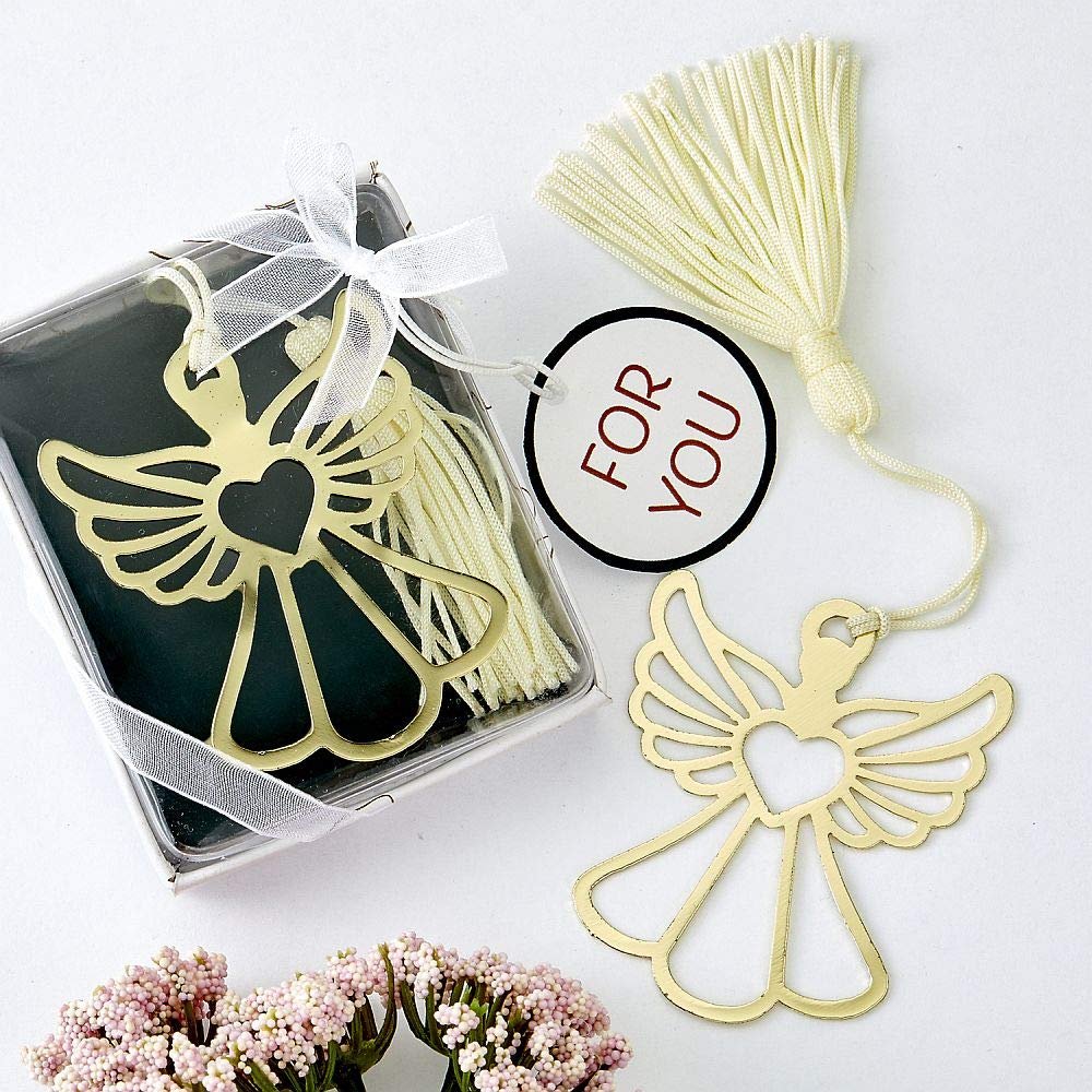 Book lovers collection Gold Guardian angel book mark, Wedding Bridal Quinceanera Holiday Communion Christening Party Favors, Set of 1