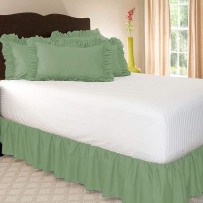 1 Piece Solid 30" Drop Dust Ruffle Bed Skirt 600TC Egyptian Cotton (Moss, Twin XL)