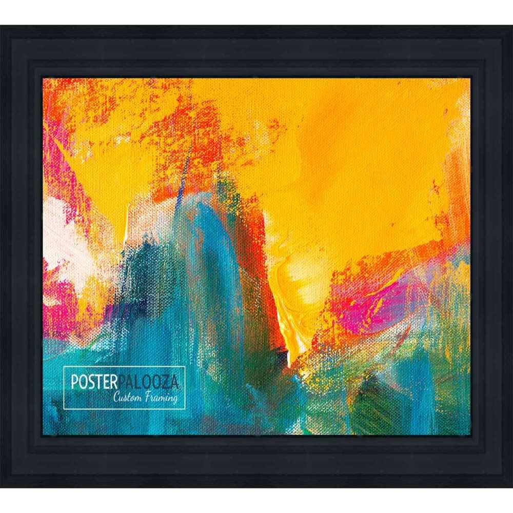 Poster Palooza 16x12 Contemporary Black Complete Wood Picture Frame with UV Acrylic Plexiglass, Foam Board Backing & Hardware Included