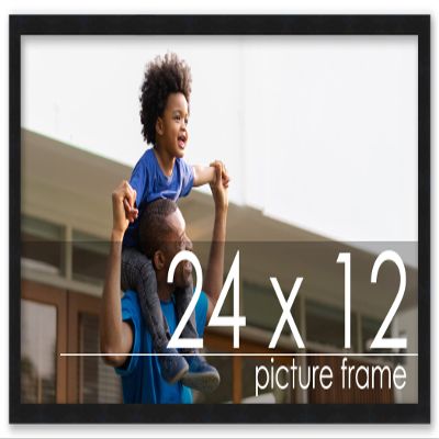 Poster Palooza 24x12 Contemporary Black Complete Wood Picture Frame with UV Acrylic Plexiglass, Foam Board Backing & Hardware Included