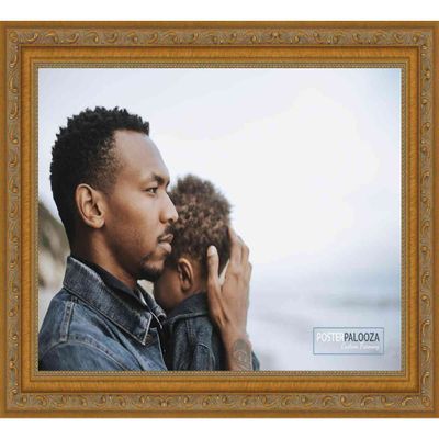 Poster Palooza 14x12 Traditional Antique Gold Complete Wood Picture Frame with UV Acrylic Plexiglass, Foam Board Backing & Hardware Included