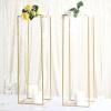 Efavormart 2 Pack 40" Matte Gold Wedding Flower Stand Metal Vase Column Stand Geometric Centerpiece Vase view 1