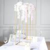 Efavormart 2 Pack 40" Matte Gold Wedding Flower Stand Metal Vase Column Stand Geometric Centerpiece Vase view 2