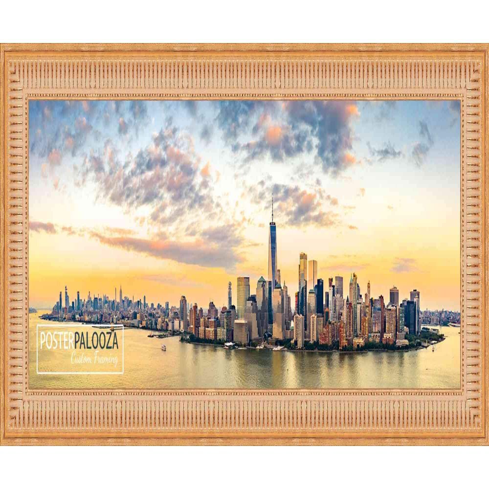 Poster Palooza 24x10 Ornate Gold Complete Wood Picture Frame with UV Acrylic Plexiglass, Foam Board Backing & Hardware Included