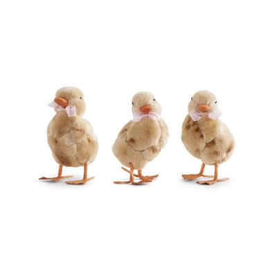 K&K Interiors 20348A Assorted 5 Inch Fluffy Ducklings (3 Styles), Tan