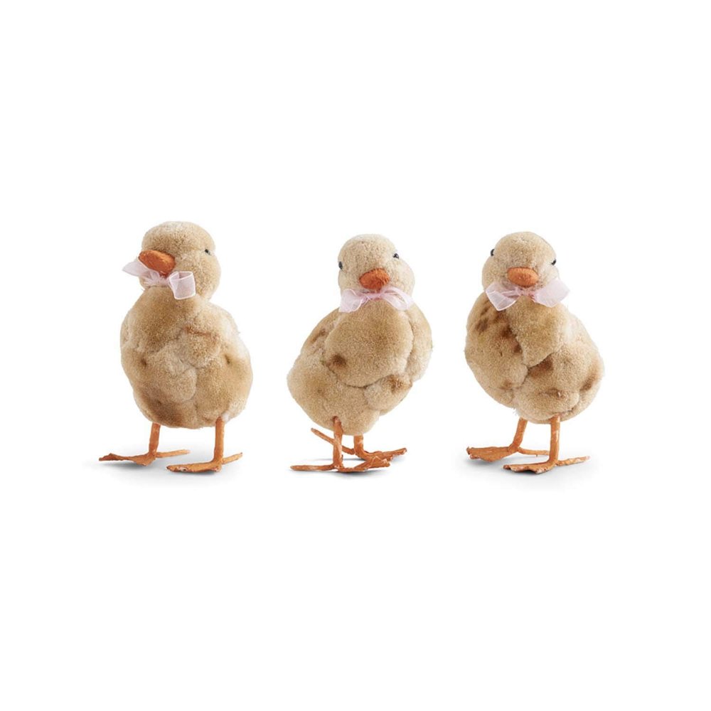 K&K Interiors 20348A Assorted 5 Inch Fluffy Ducklings (3 Styles), Tan