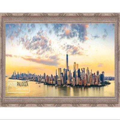 Poster Palooza 30x10 Ornate Silver Complete Wood Panoramic Frame with UV Acrylic Plexiglass, Foam Board Backing & Hardware Included