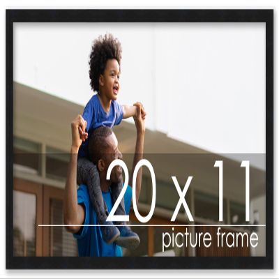 Poster Palooza 20x11 Contemporary Black Complete Wood Picture Frame with UV Acrylic Plexiglass, Foam Board Backing & Hardware Included