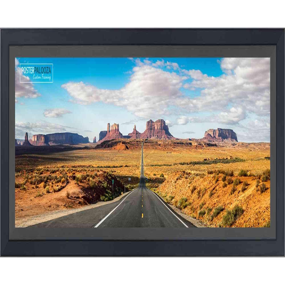 Poster Palooza 24x10 Contemporary Black Complete Wood Picture Frame with UV Acrylic Plexiglass, Foam Board Backing & Hardware Included