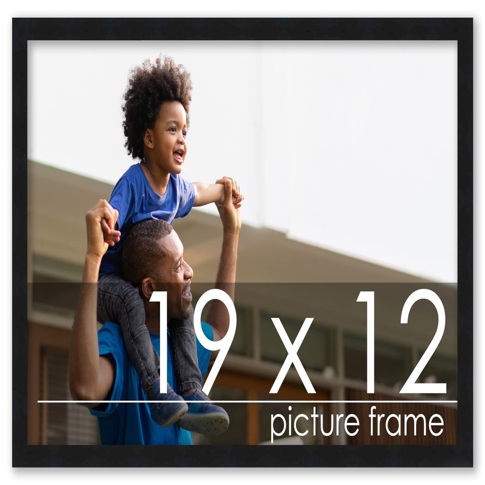 Poster Palooza 19x12 Contemporary Black Complete Wood Picture Frame with UV Acrylic Plexiglass, Foam Board Backing & Hardware Included